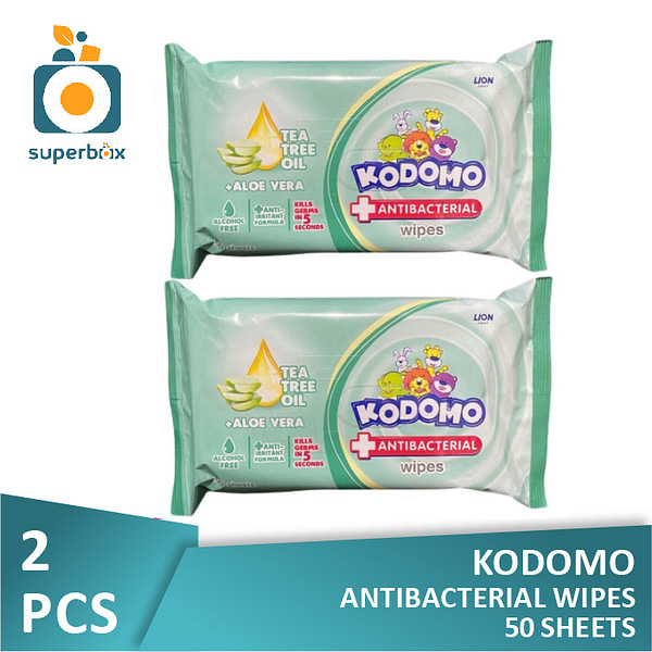 Kodomo Anti Bacterial Wipes 50s (Isi 2 Pcs)