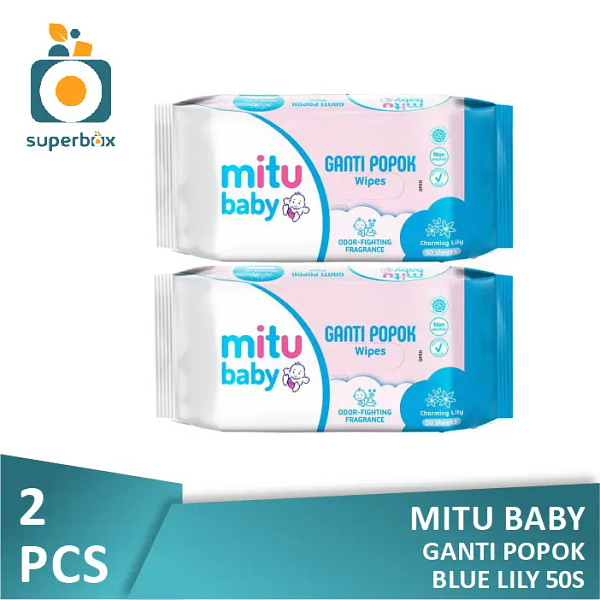 Mitu Baby Wipes Ganti Popok Blue Lily 50s (Isi 2 Pcs)