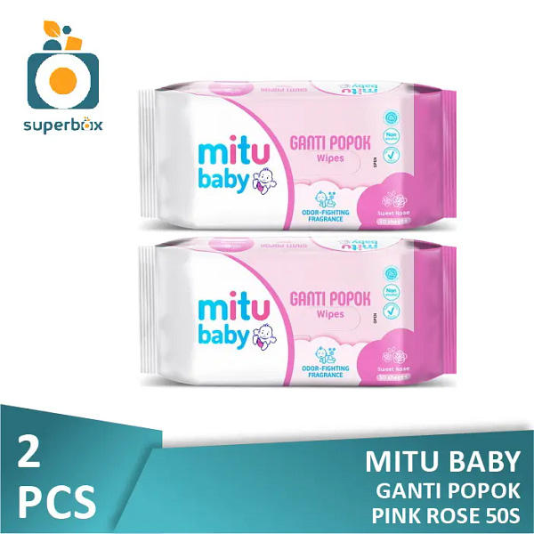 Mitu Baby Wipes Ganti Popok Pink Rose 50s (Isi 2 Pcs)