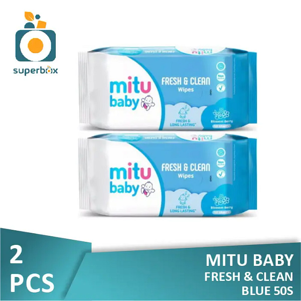 Mitu Baby Wipes Fresh & Clean Blue 50s (Isi 2 Pcs)